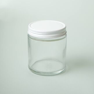 4 oz Clear Glass Jar with White Lid