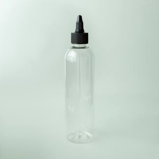 8 oz Clear Cosmo Bottle with Black Twist Cap