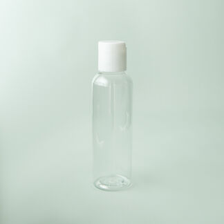 4 oz Clear Cosmo Bottle with White Disc Cap