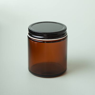 4 oz Amber Glass Jar with Black Lid