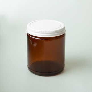 9 oz Amber Glass Jar with White Lid