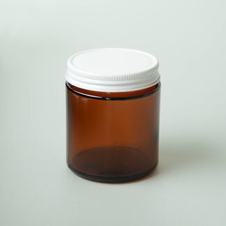 4 oz Amber Glass Jar with White Lid