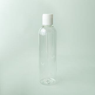 8 oz Clear Cosmo Bottle with White Disc Cap