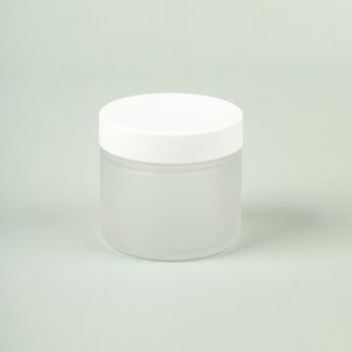 2 oz Frosted Glass Jar with White Cap