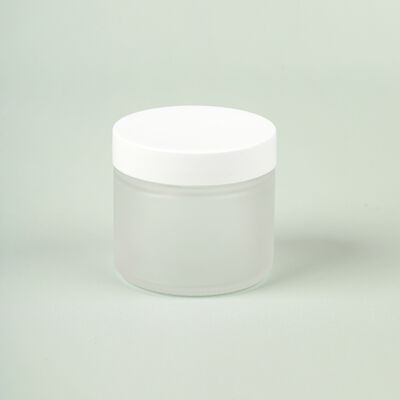 2 oz Frosted Glass Jar with White Cap