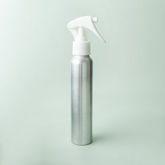 4 oz Brushed Aluminum Bottle with White Trigger Spray Cap