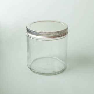 16 oz Clear Glass Jar with Silver Lid