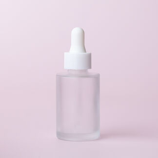 1 oz Frosted Glass Bottle with White Dropper