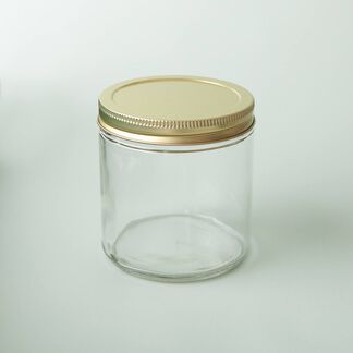 16 oz Clear Glass Jar with Gold Lid