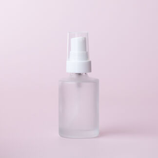 1 oz Frosted Glass Bottle with White Treatment Pump