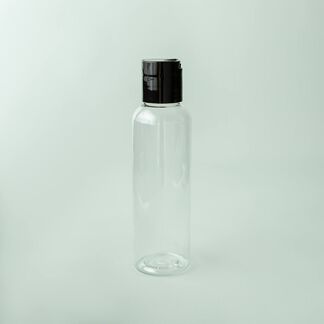 4 oz Clear Cosmo Bottle with Black Disc Cap