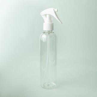 8 oz Clear Cosmo Bottle with White Trigger Spray Cap