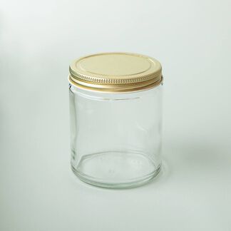 9 oz Clear Glass Jar with Gold Lid