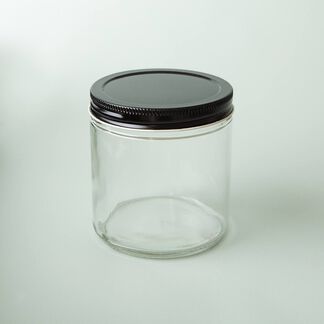 16 oz Clear Glass Jar with Black Lid