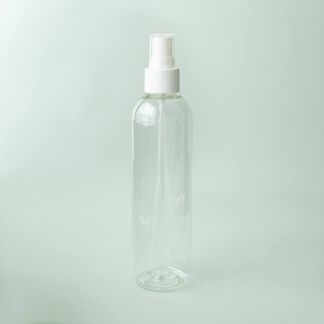 8 oz Clear Cosmo Bottle with White Spray Cap