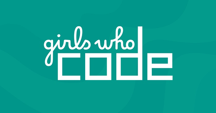 The Girls Who Code logo in white on blue