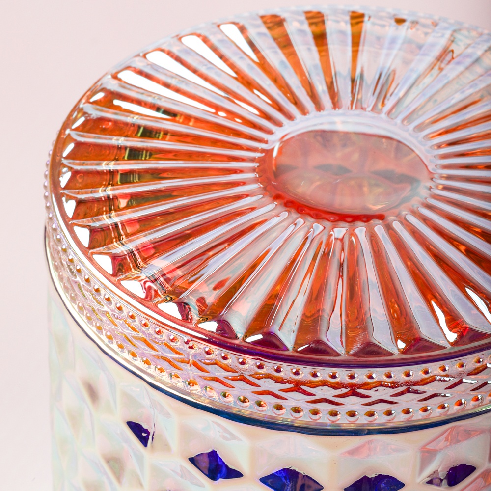 Iridescent Diamond Candle Jar with Lid image number null