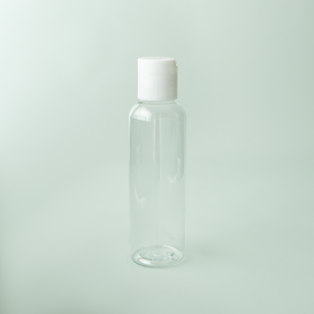 4 oz Clear Cosmo Bottle with White Disc Cap image number null