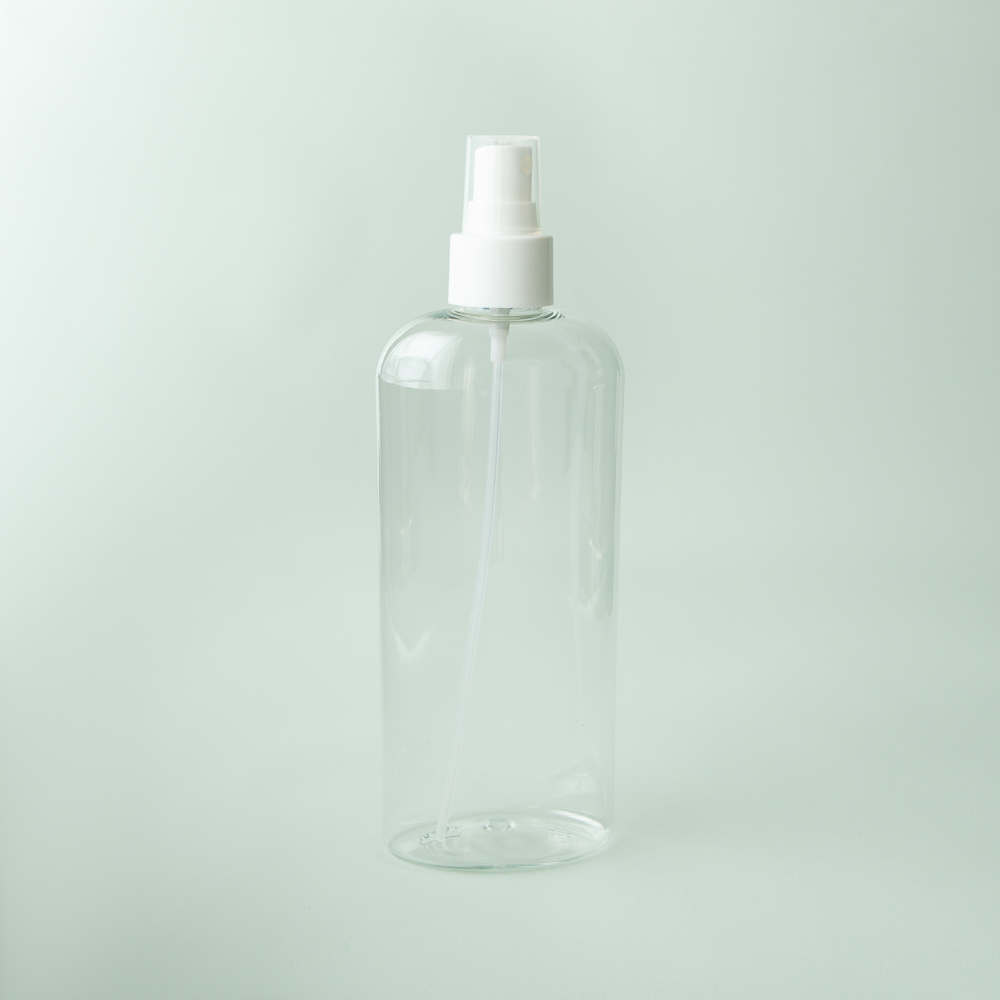 8 oz Clear Oval Bottle with White Spray Cap image number null