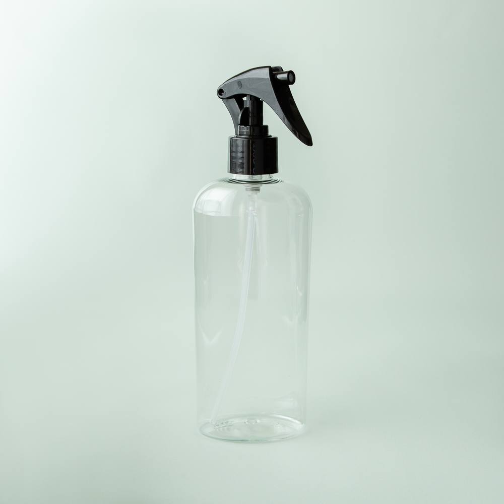 8 oz Clear Oval Bottle with Black Trigger Spray Cap image number null