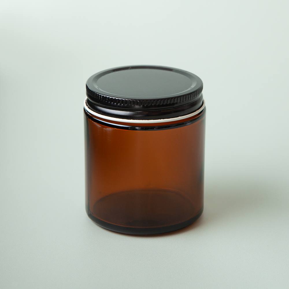 4 oz Amber Glass Jar with Black Lid image number null