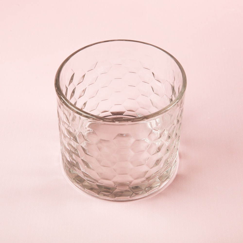 Clear Glass Diamond Candle Jar image number null