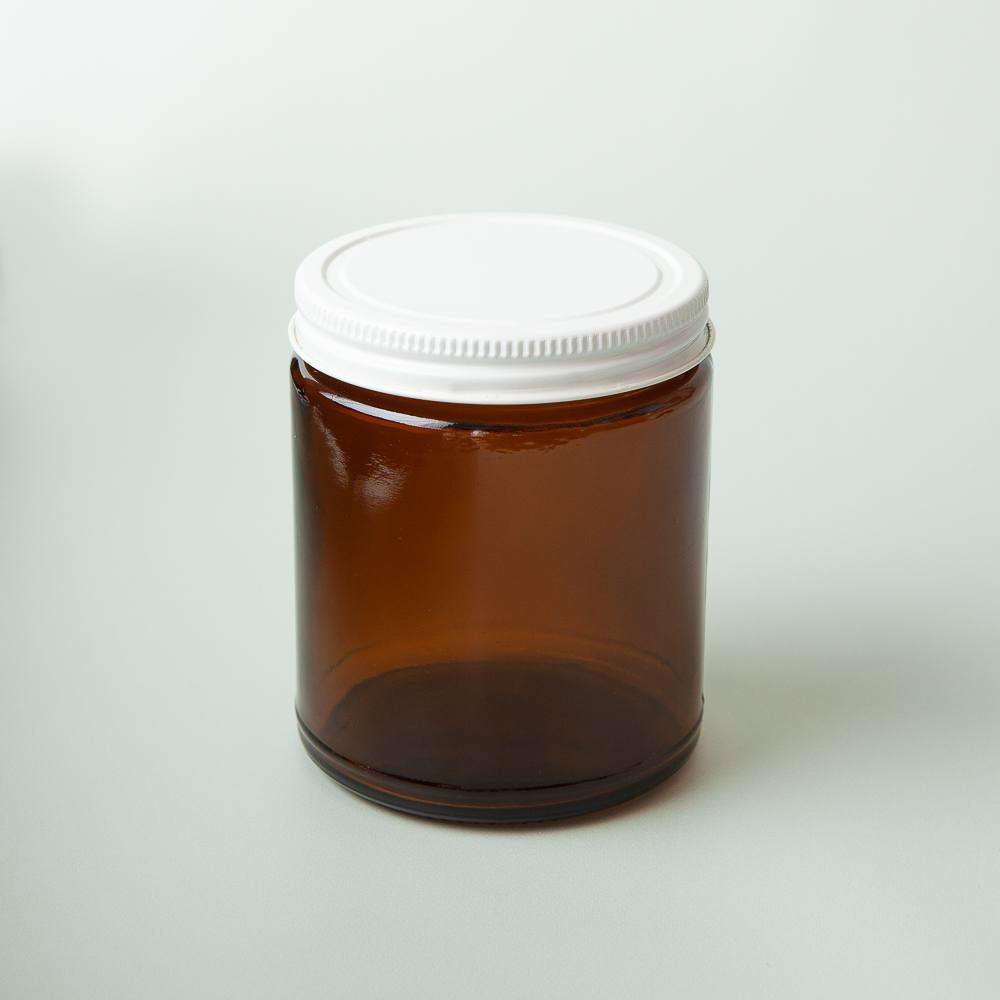 9 oz Amber Glass Jar with White Lid image number null