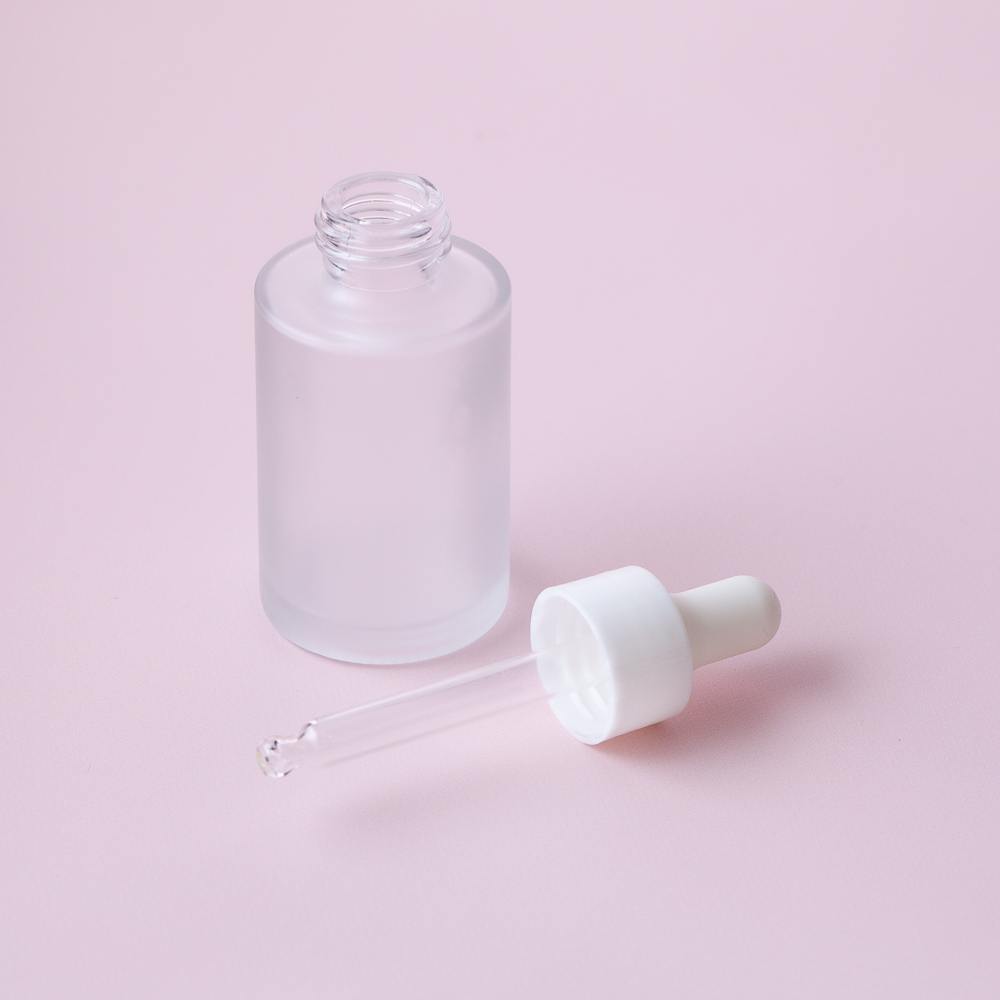 1 oz Frosted Glass Bottle with White Dropper image number null