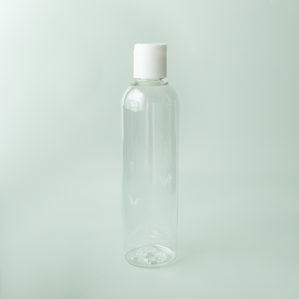 8 oz Clear Cosmo Bottle with White Disc Cap image number null