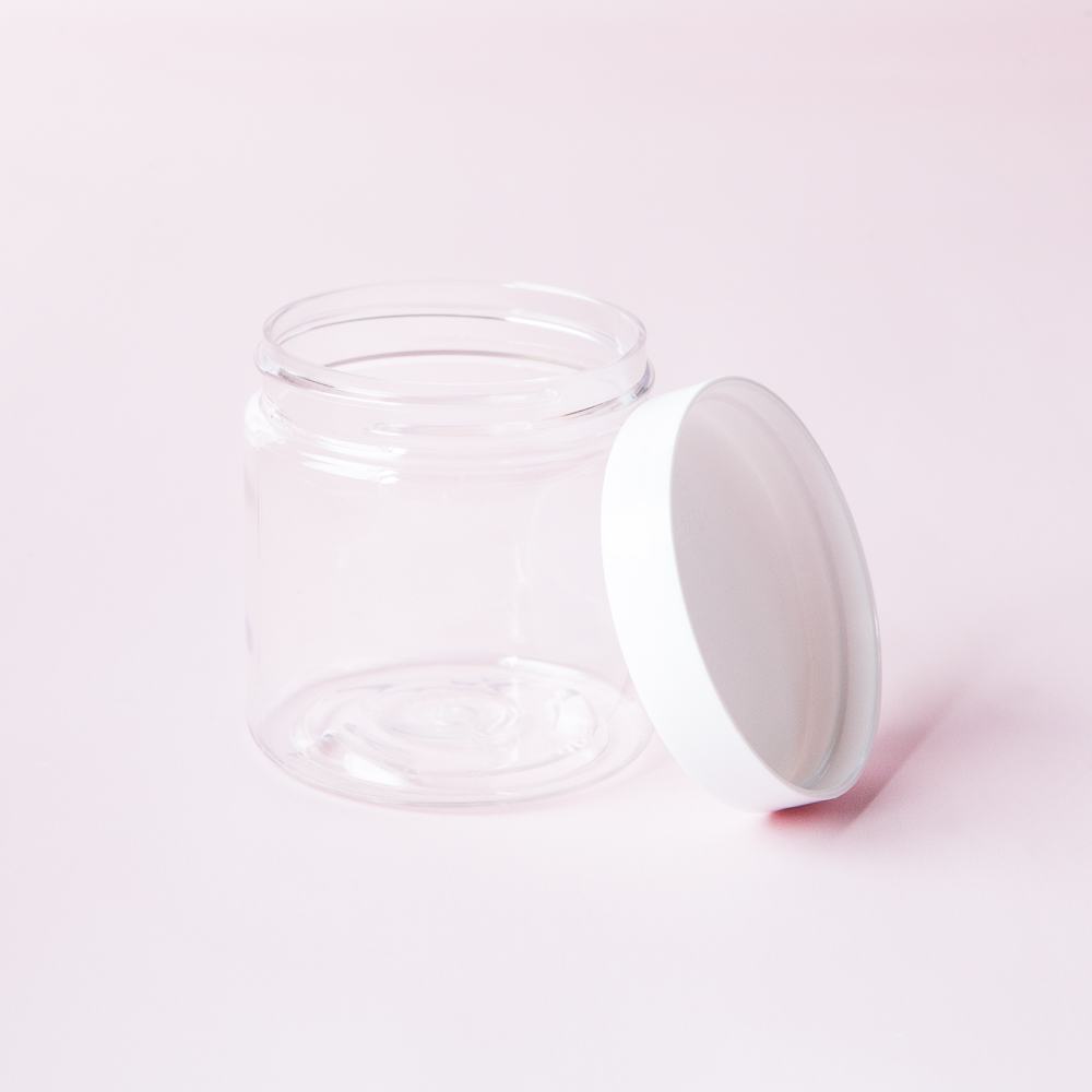 4 oz Clear Jar with White Cap image number null