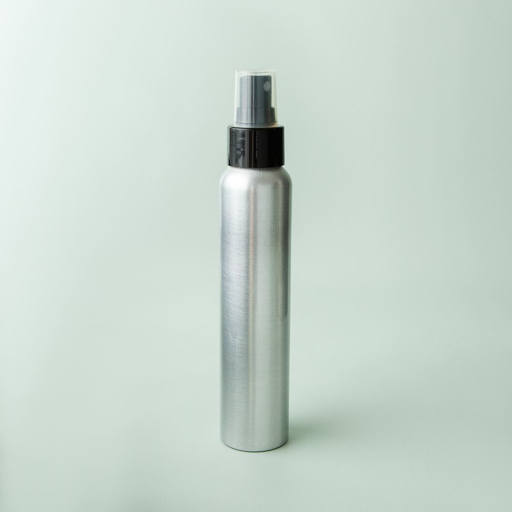 4 oz Brushed Aluminum Bottle with Black Spray Cap image number null