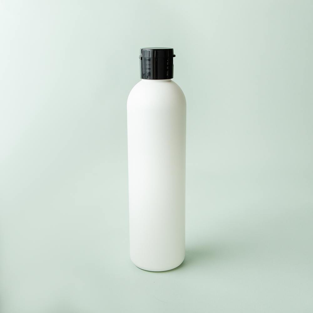 8 oz White Cosmo Bottle with Black Flip Cap image number null