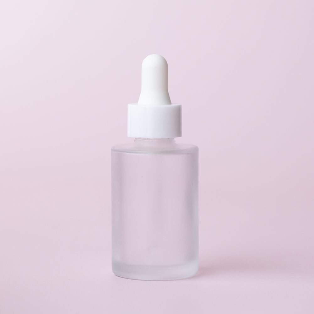 1 oz Frosted Glass Bottle with White Dropper image number null