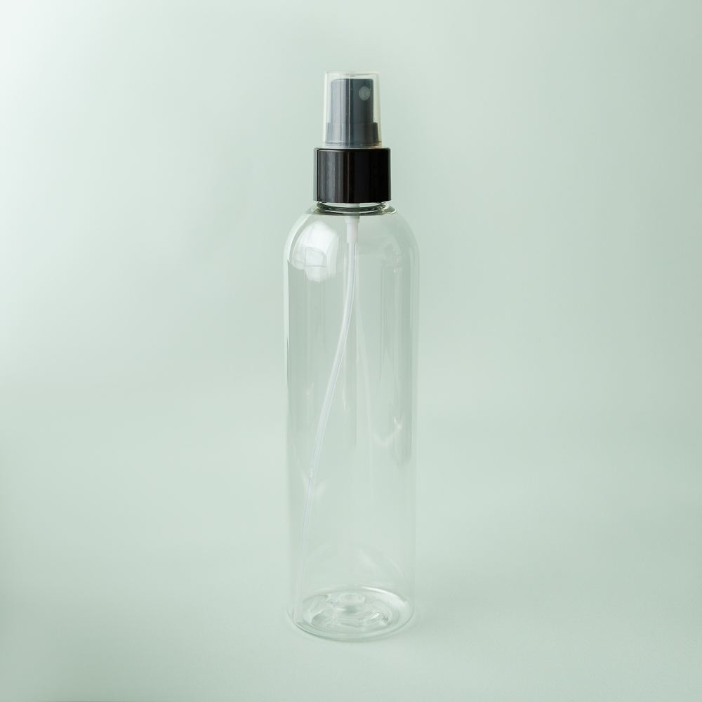 8 oz Clear Cosmo Bottle with Black Spray Cap image number null