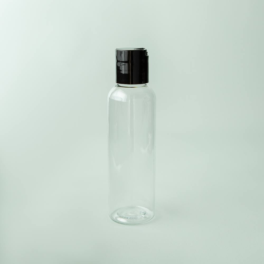 4 oz Clear Cosmo Bottle with Black Disc Cap image number null